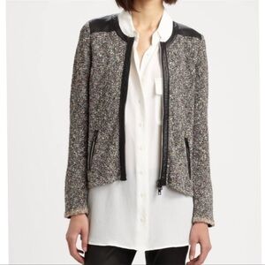 Rag & Bone Lory Tweed Leather Trim Woman’s Moto Jacket size medium